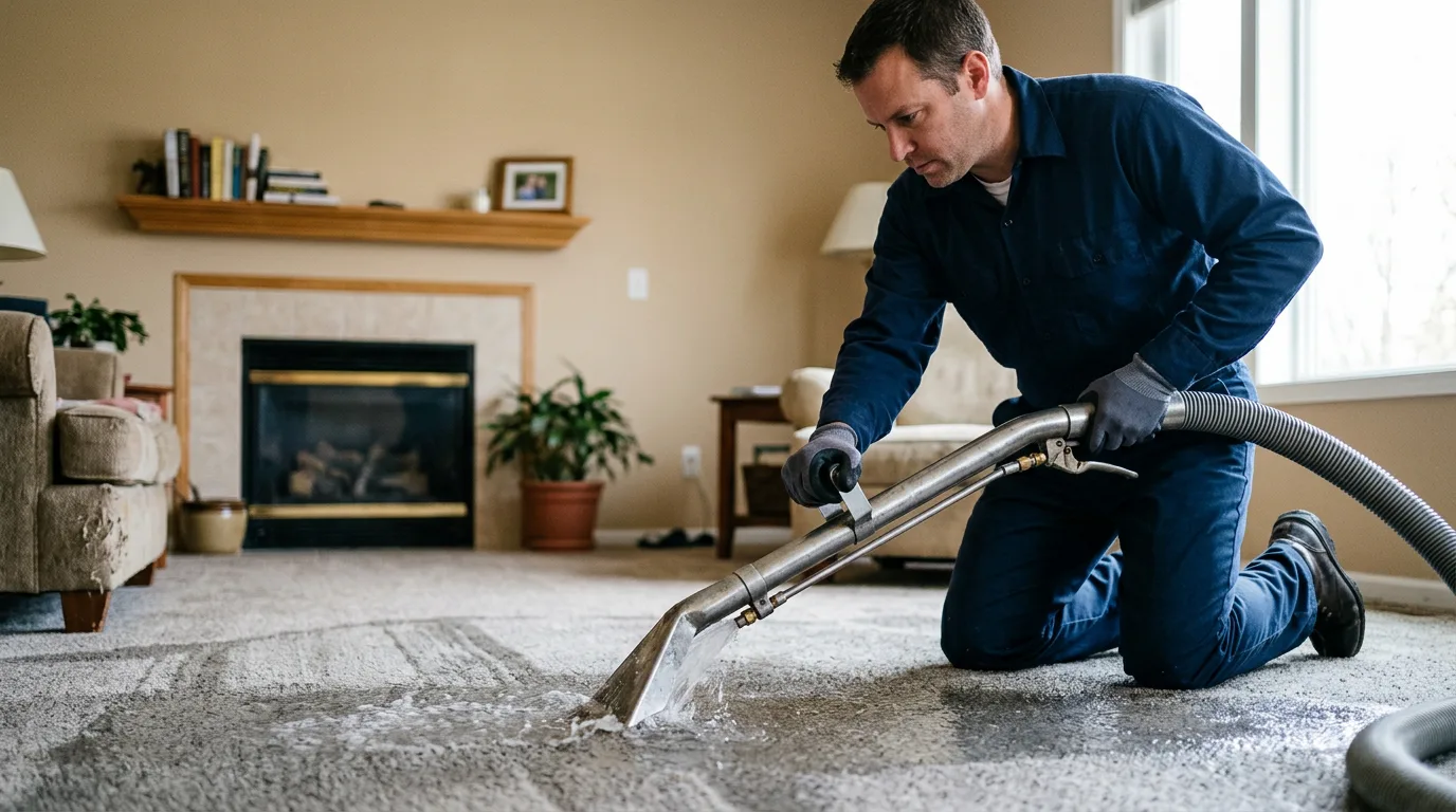 Water damage restoration technician working near Malta, OH
